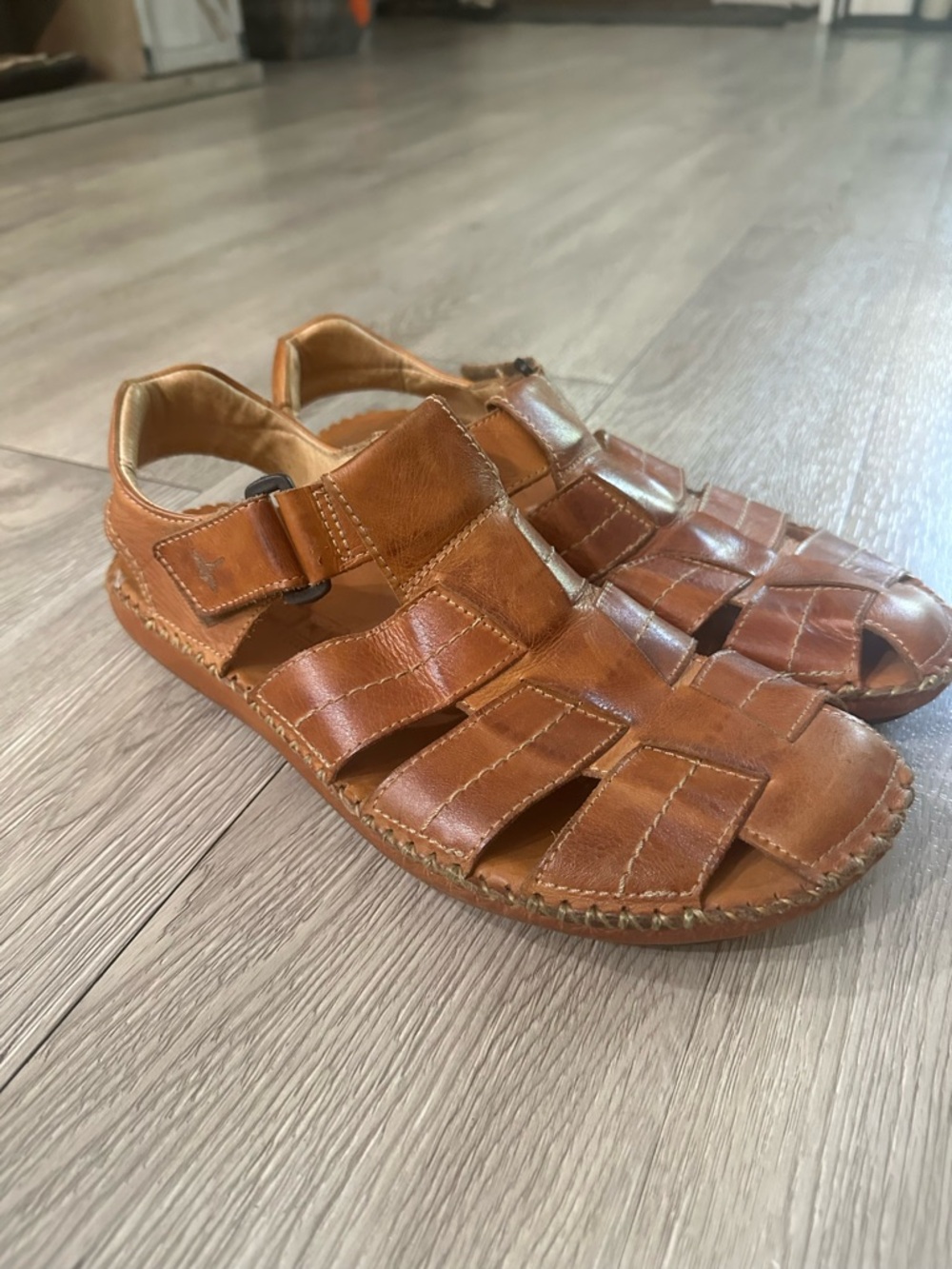 Pikolinos Brown Leather Fisherman Sandals Men Size Eur 44 Tarifa Outdoor Hiking